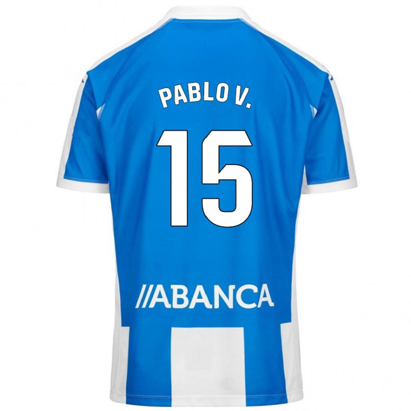 Kandiny Gyermek Pablo Vázquez #15 Kék Fehér Hazai Jersey 2024/25 Mez Póló Ing