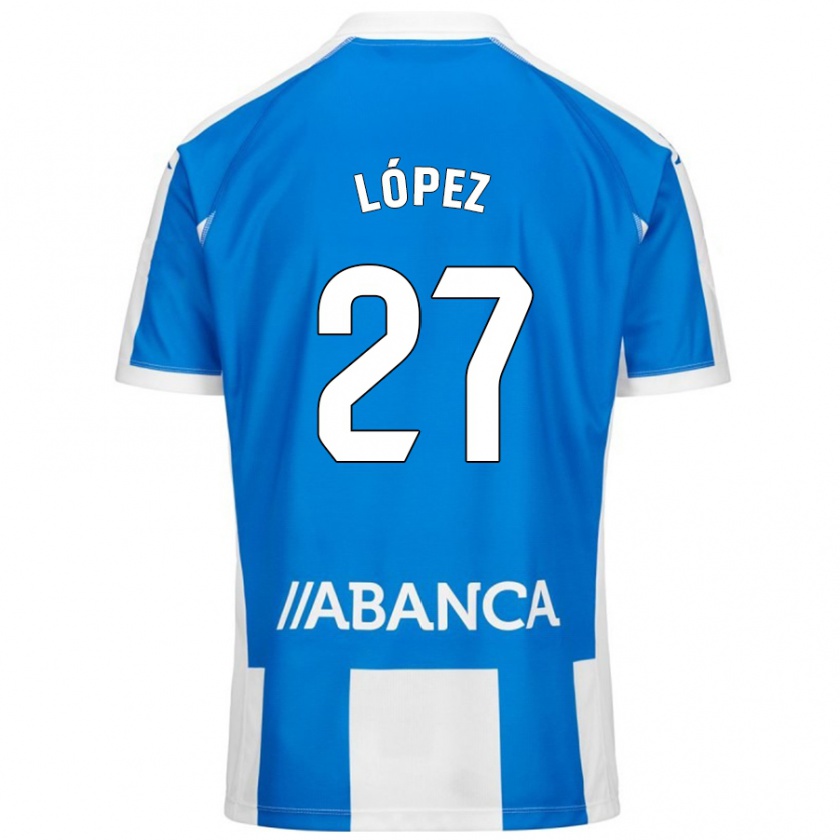 Kandiny Gyermek Rubén López #27 Kék Fehér Hazai Jersey 2024/25 Mez Póló Ing