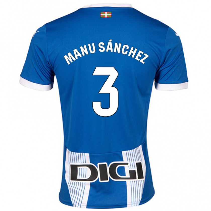 Kandiny Gyermek Manu Sánchez #3 Kék Hazai Jersey 2024/25 Mez Póló Ing