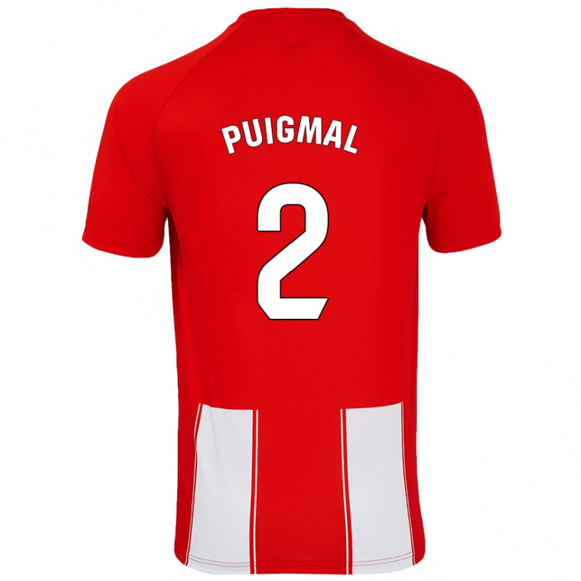 Kandiny Gyermek Arnau Puigmal #2 Piros Fehér Hazai Jersey 2024/25 Mez Póló Ing