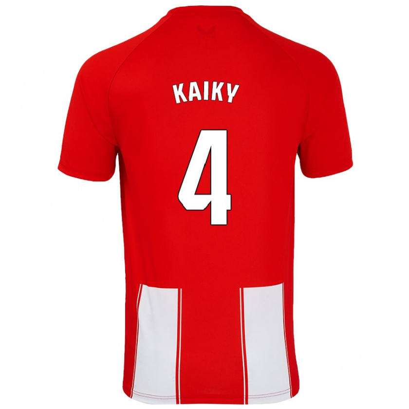 Kandiny Gyermek Kaiky #4 Piros Fehér Hazai Jersey 2024/25 Mez Póló Ing