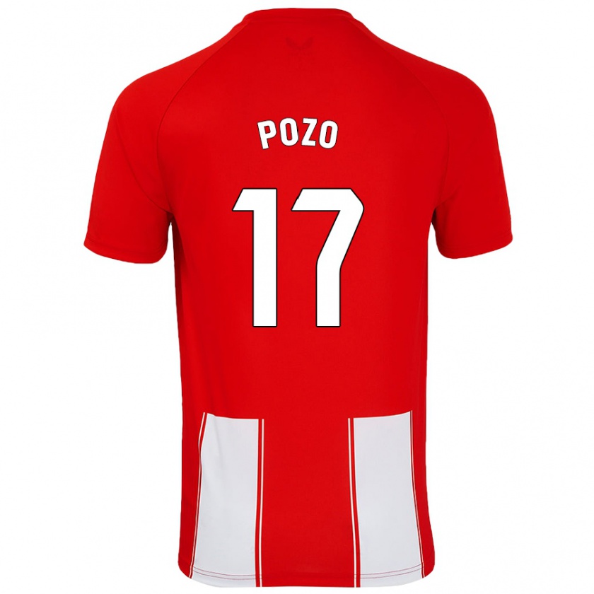 Kandiny Gyermek Álex Pozo #17 Piros Fehér Hazai Jersey 2024/25 Mez Póló Ing