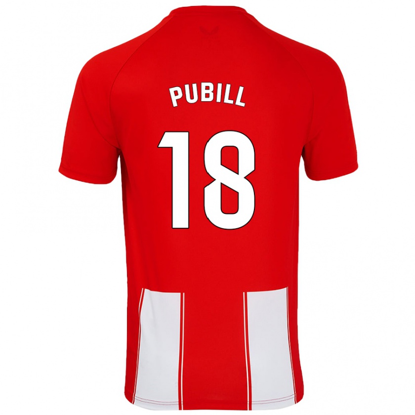 Kandiny Gyermek Marc Pubill #18 Piros Fehér Hazai Jersey 2024/25 Mez Póló Ing