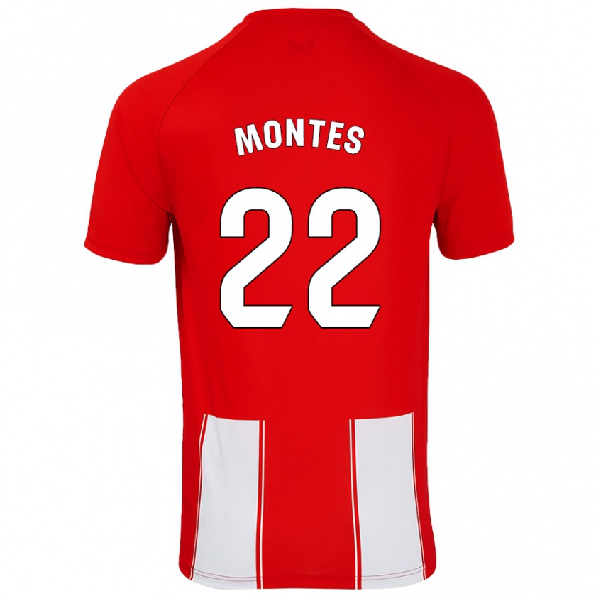 Kandiny Gyermek César Montes #22 Piros Fehér Hazai Jersey 2024/25 Mez Póló Ing