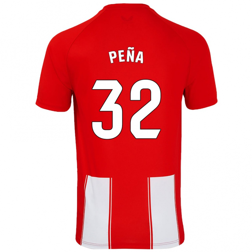 Kandiny Gyermek Marcos Peña #32 Piros Fehér Hazai Jersey 2024/25 Mez Póló Ing