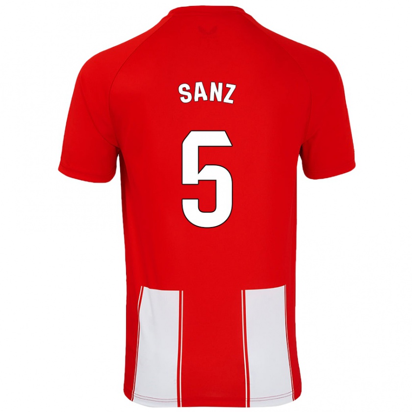 Kandiny Gyermek Paco Sanz #5 Piros Fehér Hazai Jersey 2024/25 Mez Póló Ing