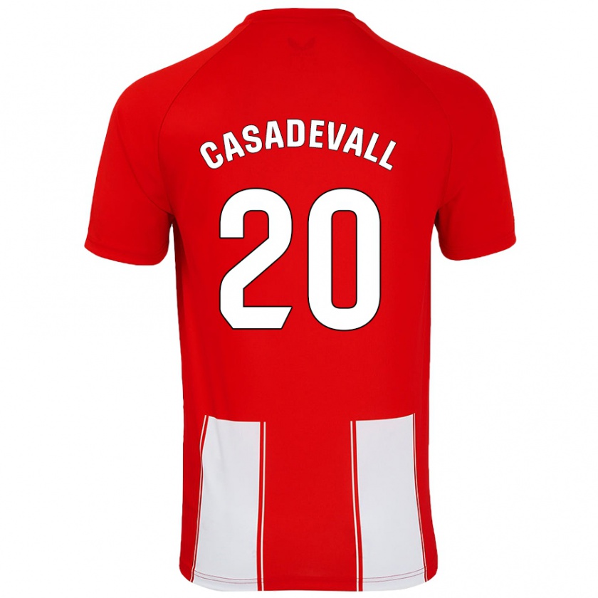 Kandiny Gyermek Marçal Casadevall #20 Piros Fehér Hazai Jersey 2024/25 Mez Póló Ing