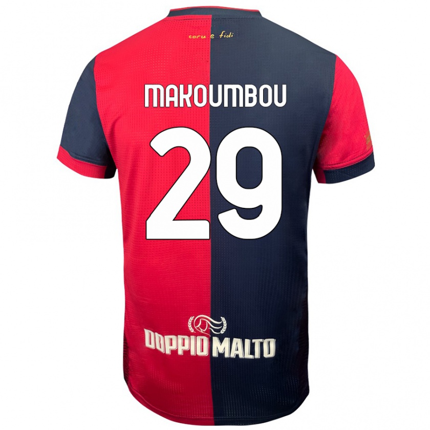 Kandiny Gyermek Antoine Makoumbou #29 Piros Sötétebb Kék Hazai Jersey 2024/25 Mez Póló Ing