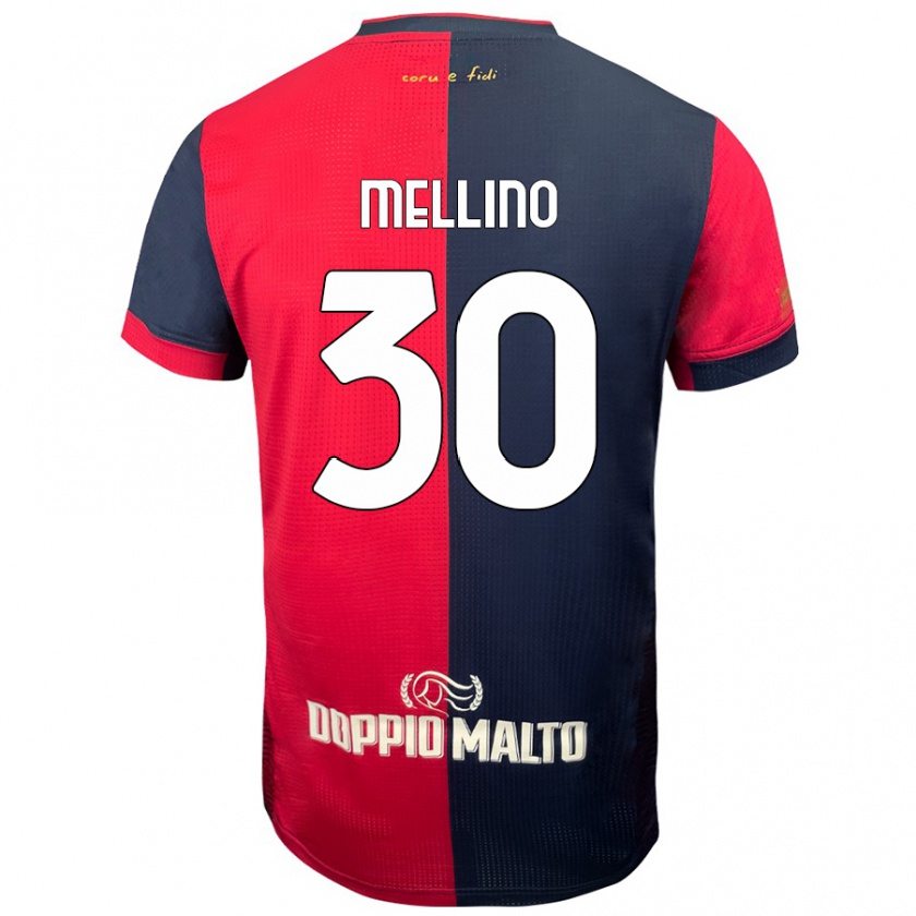 Kandiny Gyermek Carlo Mellino #30 Piros Sötétebb Kék Hazai Jersey 2024/25 Mez Póló Ing