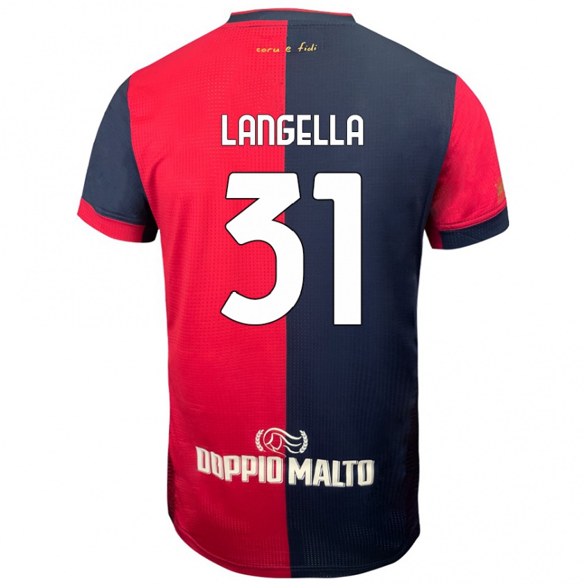 Kandiny Gyermek Matteo Langella #31 Piros Sötétebb Kék Hazai Jersey 2024/25 Mez Póló Ing