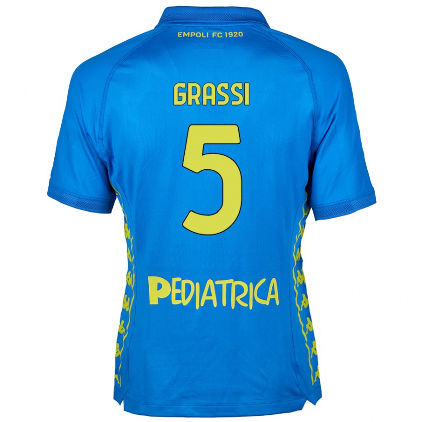 Kandiny Gyermek Alberto Grassi #5 Kék Hazai Jersey 2024/25 Mez Póló Ing