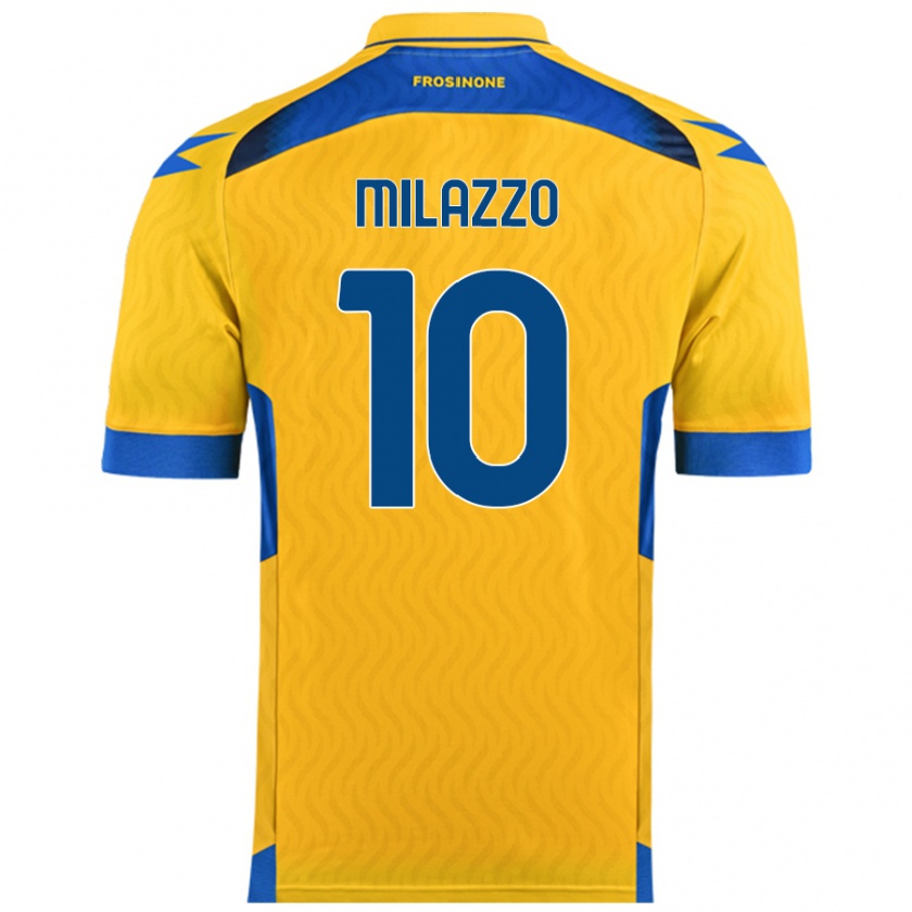 Kandiny Gyermek Simone Milazzo #10 Sárga Hazai Jersey 2024/25 Mez Póló Ing