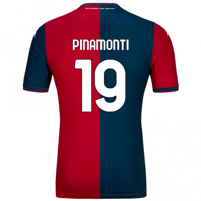 Kandiny Gyermek Andrea Pinamonti #19 Piros Sötétkék Hazai Jersey 2024/25 Mez Póló Ing