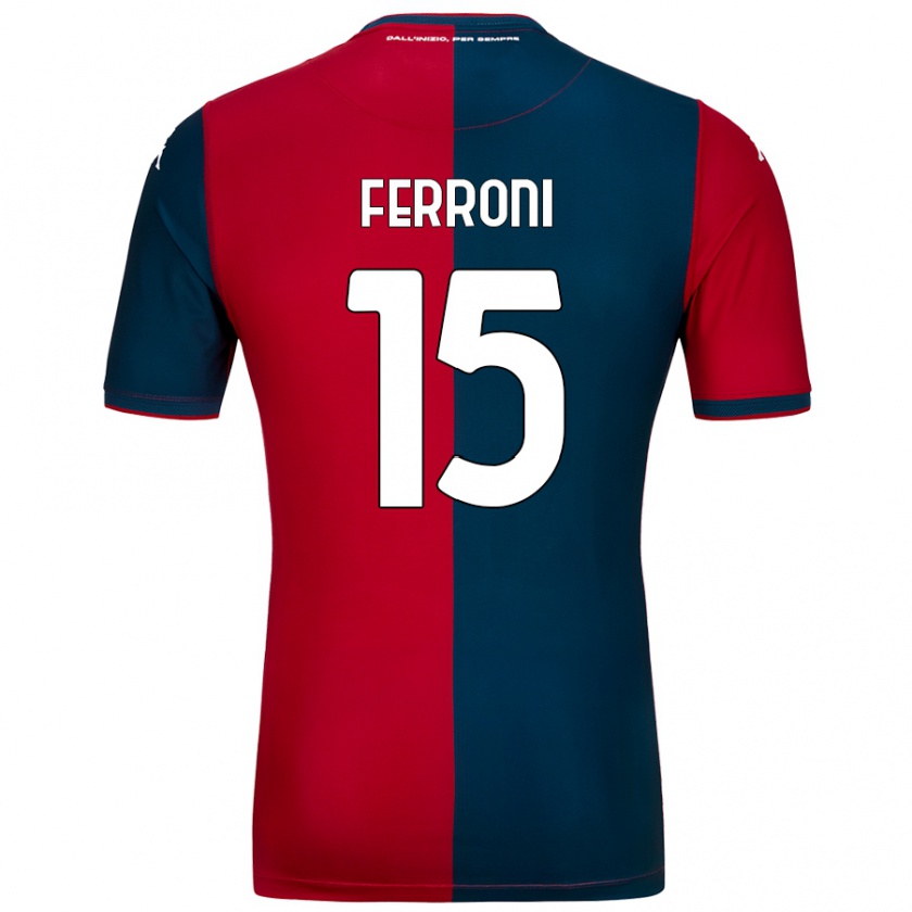 Kandiny Gyermek Leonardo Ferroni #15 Piros Sötétkék Hazai Jersey 2024/25 Mez Póló Ing