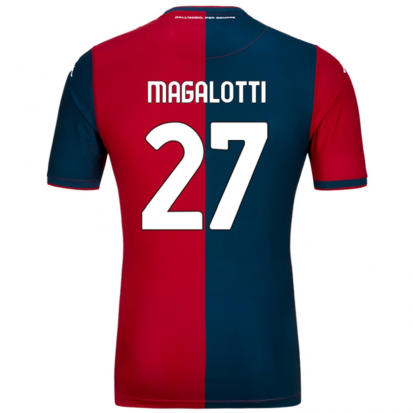 Kandiny Gyermek Gabriele Magalotti #27 Piros Sötétkék Hazai Jersey 2024/25 Mez Póló Ing