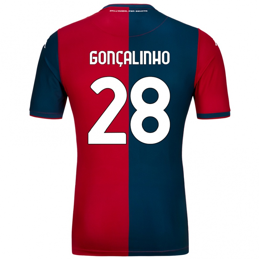 Kandiny Gyermek João Gonçalinho #28 Piros Sötétkék Hazai Jersey 2024/25 Mez Póló Ing