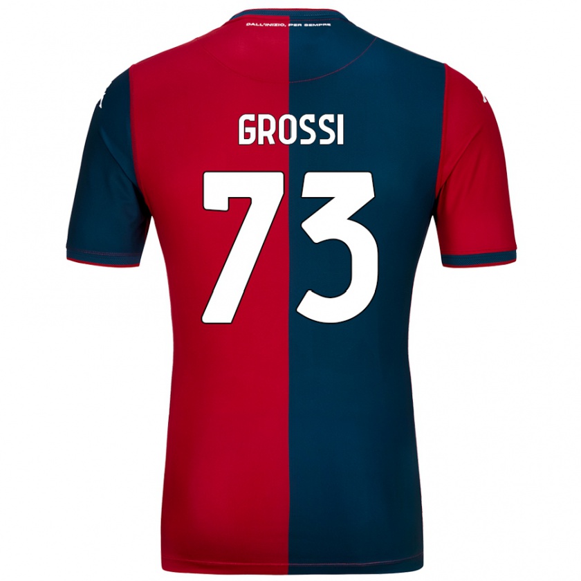 Kandiny Gyermek Jacopo Grossi #73 Piros Sötétkék Hazai Jersey 2024/25 Mez Póló Ing