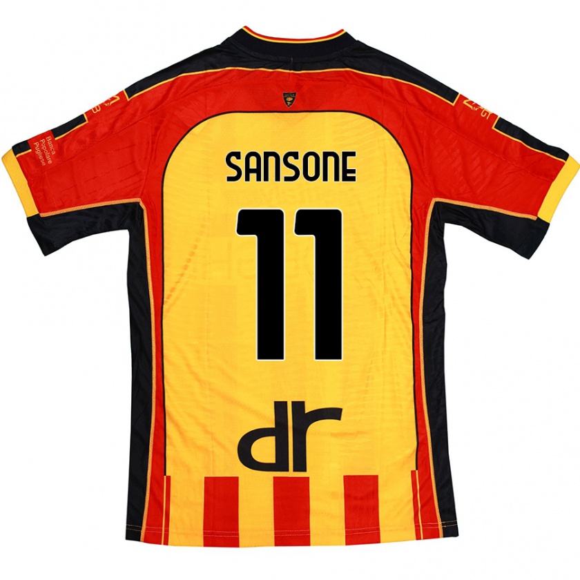 Kandiny Gyermek Nicola Sansone #11 Sárga Piros Hazai Jersey 2024/25 Mez Póló Ing