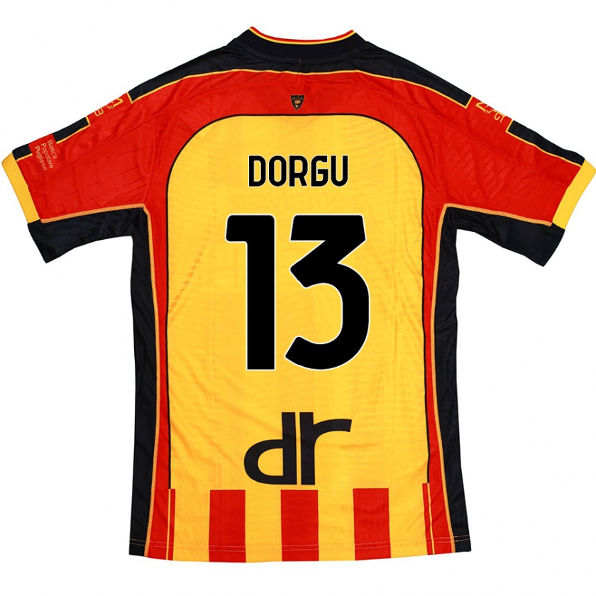 Kandiny Gyermek Patrick Dorgu #13 Sárga Piros Hazai Jersey 2024/25 Mez Póló Ing