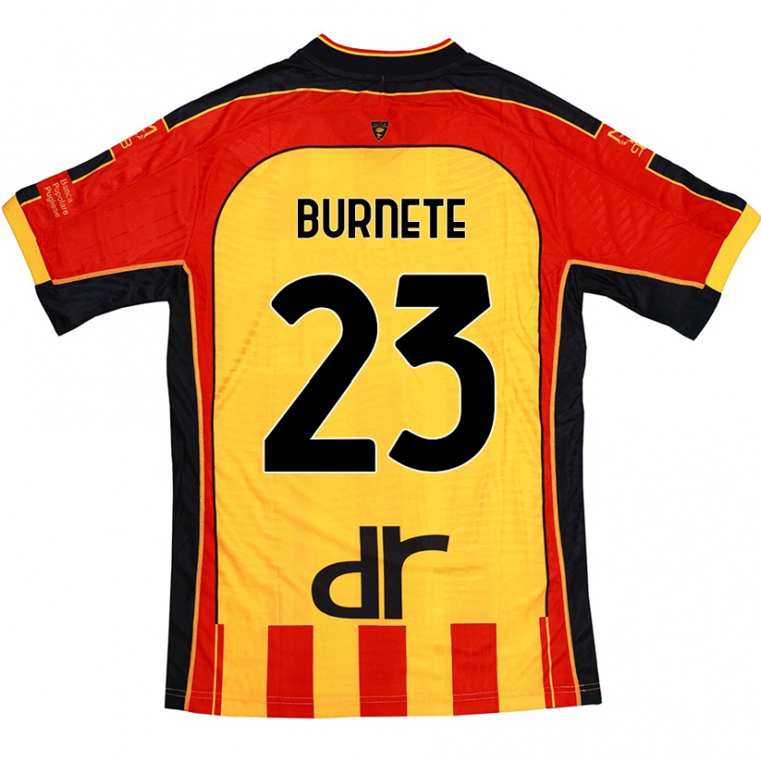 Kandiny Gyermek Rareș Burnete #23 Sárga Piros Hazai Jersey 2024/25 Mez Póló Ing