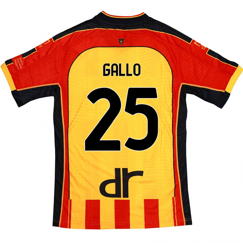 Kandiny Gyermek Antonino Gallo #25 Sárga Piros Hazai Jersey 2024/25 Mez Póló Ing