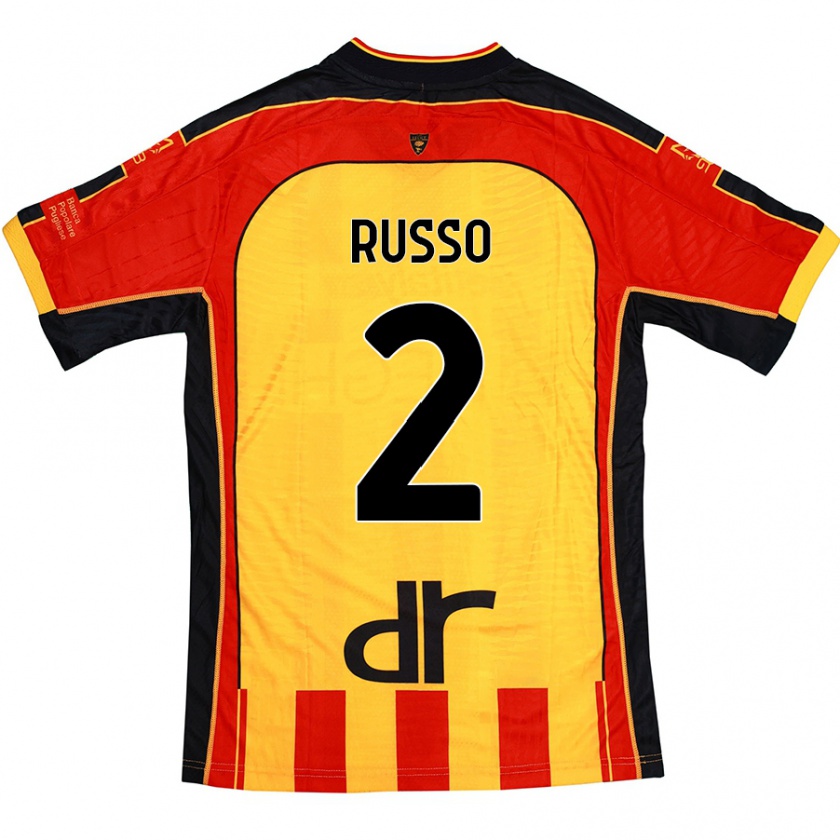 Kandiny Gyermek Luca Russo #2 Sárga Piros Hazai Jersey 2024/25 Mez Póló Ing