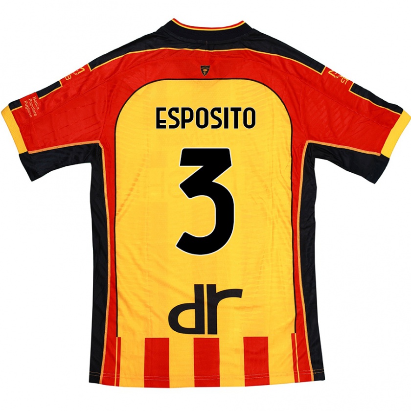 Kandiny Gyermek Sebastian Esposito #3 Sárga Piros Hazai Jersey 2024/25 Mez Póló Ing