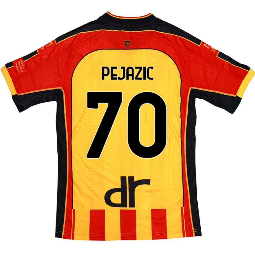 Kandiny Gyermek Mario Pejazic #70 Sárga Piros Hazai Jersey 2024/25 Mez Póló Ing