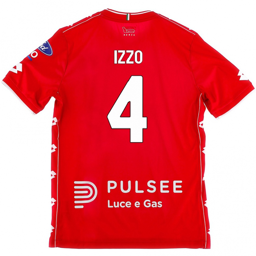 Kandiny Gyermek Armando Izzo #4 Piros Fehér Hazai Jersey 2024/25 Mez Póló Ing