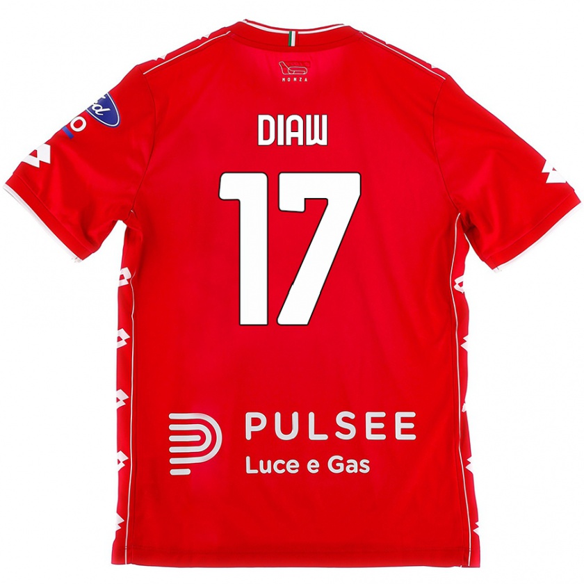 Kandiny Gyermek Davide Diaw #17 Piros Fehér Hazai Jersey 2024/25 Mez Póló Ing