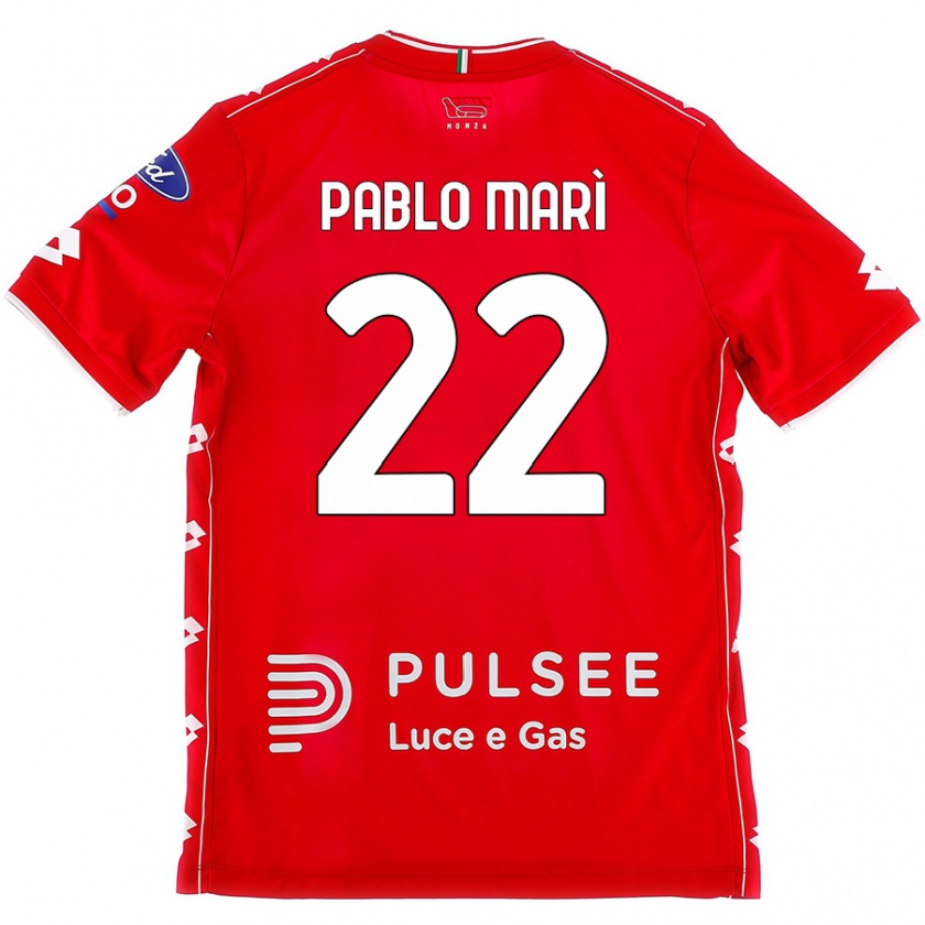 Kandiny Gyermek Pablo Marí #22 Piros Fehér Hazai Jersey 2024/25 Mez Póló Ing