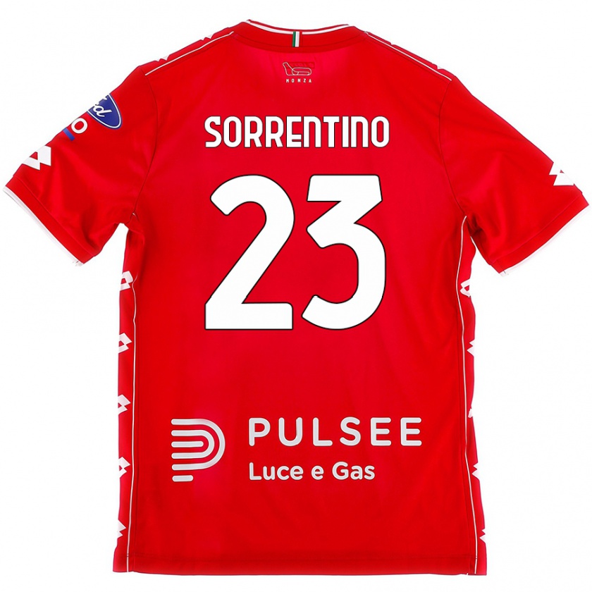 Kandiny Gyermek Alessandro Sorrentino #23 Piros Fehér Hazai Jersey 2024/25 Mez Póló Ing