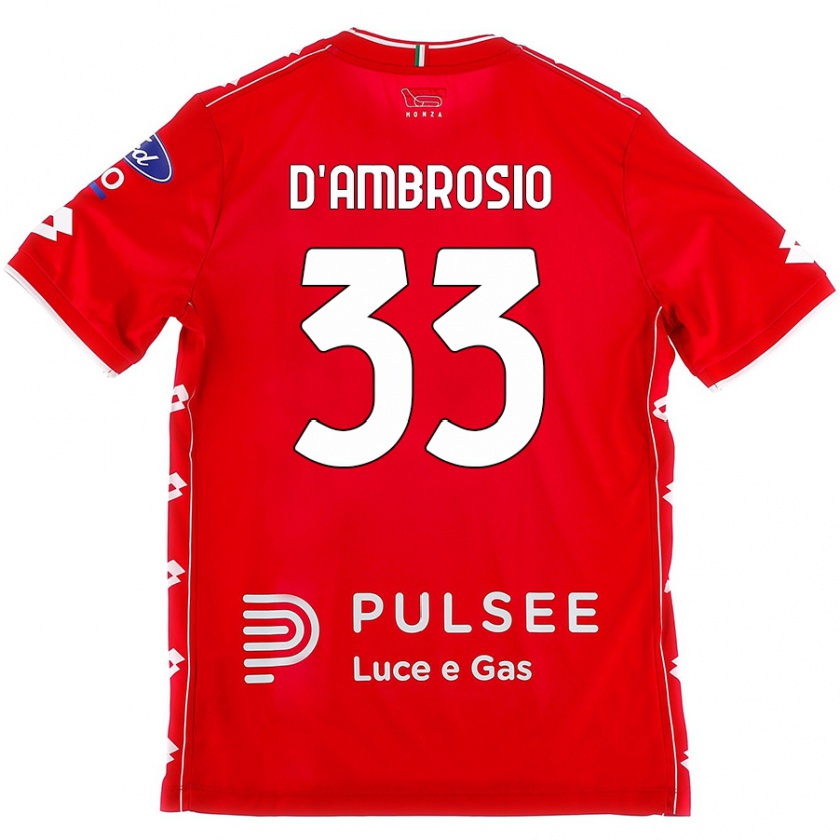 Kandiny Gyermek Danilo D'ambrosio #33 Piros Fehér Hazai Jersey 2024/25 Mez Póló Ing