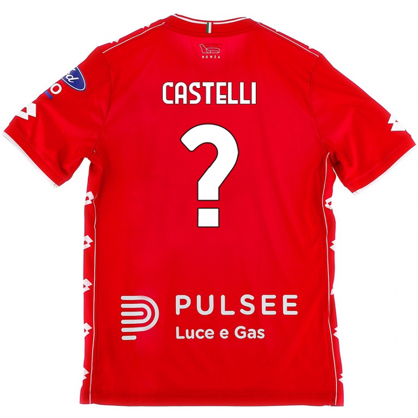 Kandiny Gyermek Davide Castelli #0 Piros Fehér Hazai Jersey 2024/25 Mez Póló Ing