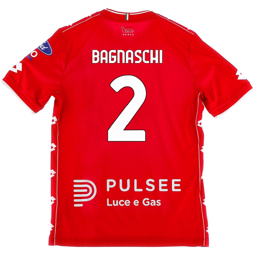 Kandiny Gyermek Alessandro Bagnaschi #2 Piros Fehér Hazai Jersey 2024/25 Mez Póló Ing