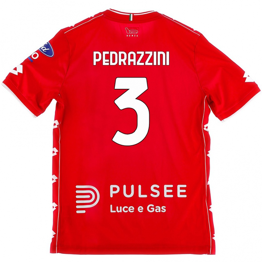 Kandiny Gyermek Carlo Pedrazzini #3 Piros Fehér Hazai Jersey 2024/25 Mez Póló Ing