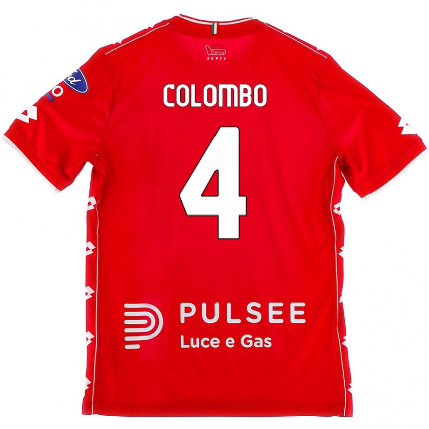 Kandiny Gyermek Leonardo Colombo #4 Piros Fehér Hazai Jersey 2024/25 Mez Póló Ing