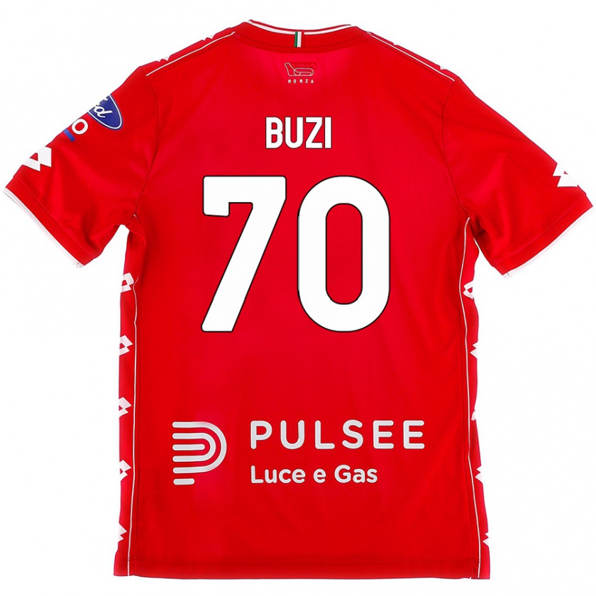 Kandiny Gyermek Luis Buzi #70 Piros Fehér Hazai Jersey 2024/25 Mez Póló Ing