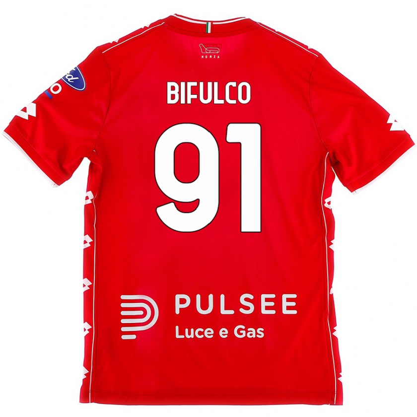 Kandiny Gyermek Davide Bifulco #91 Piros Fehér Hazai Jersey 2024/25 Mez Póló Ing