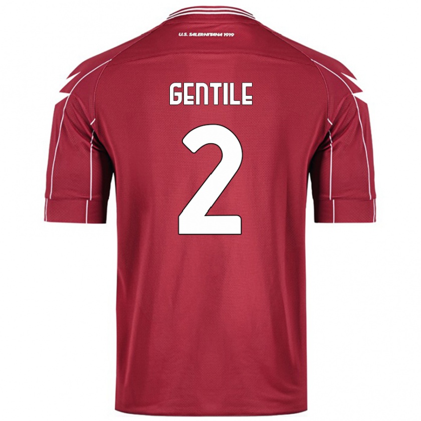 Kandiny Gyermek Davide Gentile #2 Burgundia Hazai Jersey 2024/25 Mez Póló Ing