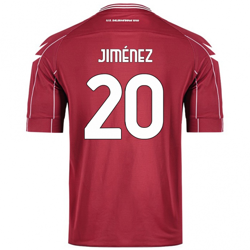 Kandiny Gyermek Kaleb Jiménez #20 Burgundia Hazai Jersey 2024/25 Mez Póló Ing