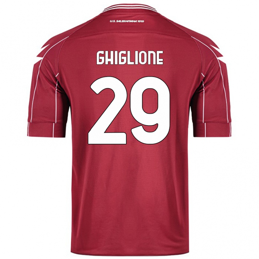 Kandiny Gyermek Paolo Ghiglione #29 Burgundia Hazai Jersey 2024/25 Mez Póló Ing