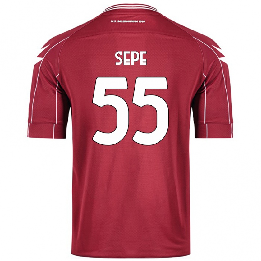 Kandiny Gyermek Luigi Sepe #55 Burgundia Hazai Jersey 2024/25 Mez Póló Ing