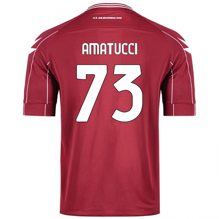 Kandiny Gyermek Lorenzo Amatucci #73 Burgundia Hazai Jersey 2024/25 Mez Póló Ing