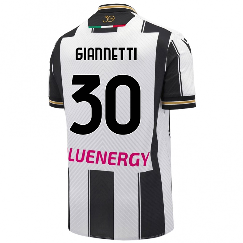 Kandiny Gyermek Lautaro Giannetti #30 Fehér Fekete Hazai Jersey 2024/25 Mez Póló Ing