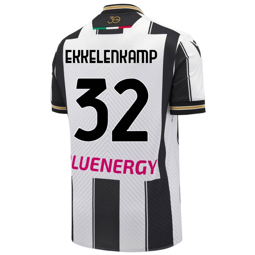 Kandiny Gyermek Jurgen Ekkelenkamp #32 Fehér Fekete Hazai Jersey 2024/25 Mez Póló Ing