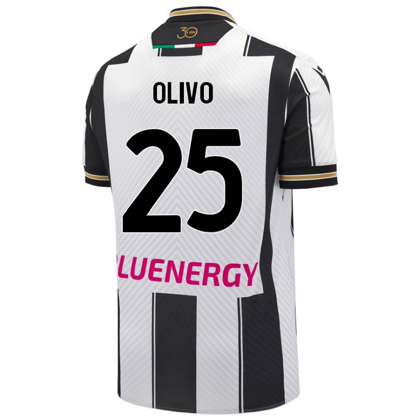 Kandiny Gyermek Gioele Olivo #25 Fehér Fekete Hazai Jersey 2024/25 Mez Póló Ing