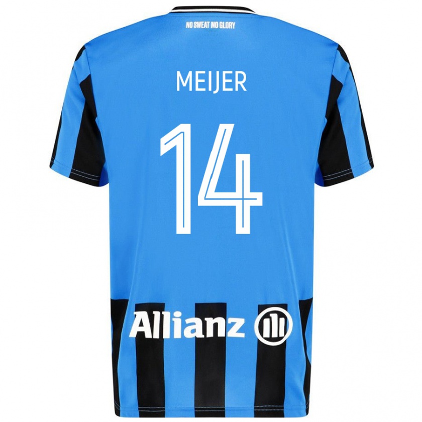 Kandiny Gyermek Bjorn Meijer #14 Égszínkék Fekete Hazai Jersey 2024/25 Mez Póló Ing