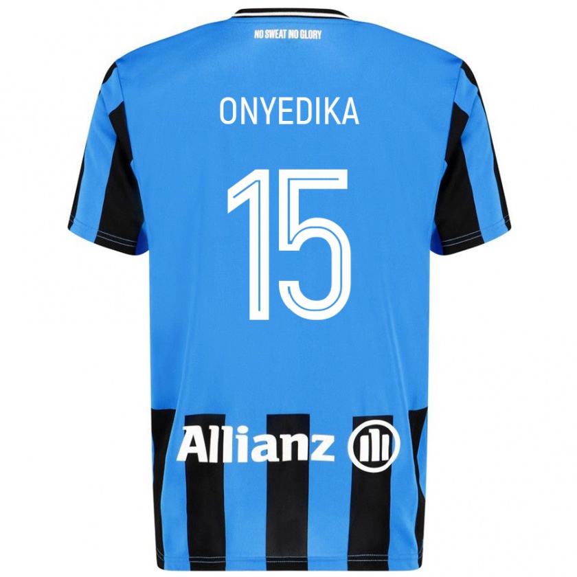 Kandiny Gyermek Raphael Onyedika #15 Égszínkék Fekete Hazai Jersey 2024/25 Mez Póló Ing