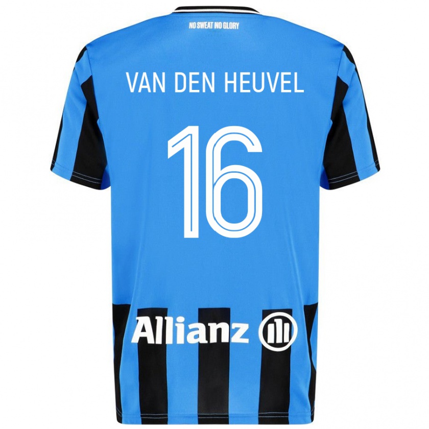 Kandiny Gyermek Dani Van Den Heuvel #16 Égszínkék Fekete Hazai Jersey 2024/25 Mez Póló Ing